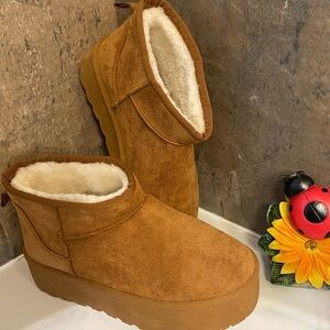 Women’s Plush-Lined Ankle Winter Boots — Chestnut Brown 7.5 never used.